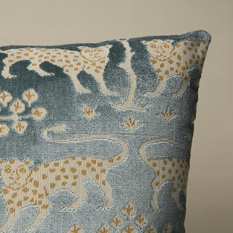 Woodland Leopard Velvet Pillow, 20" H x 20" W, Square