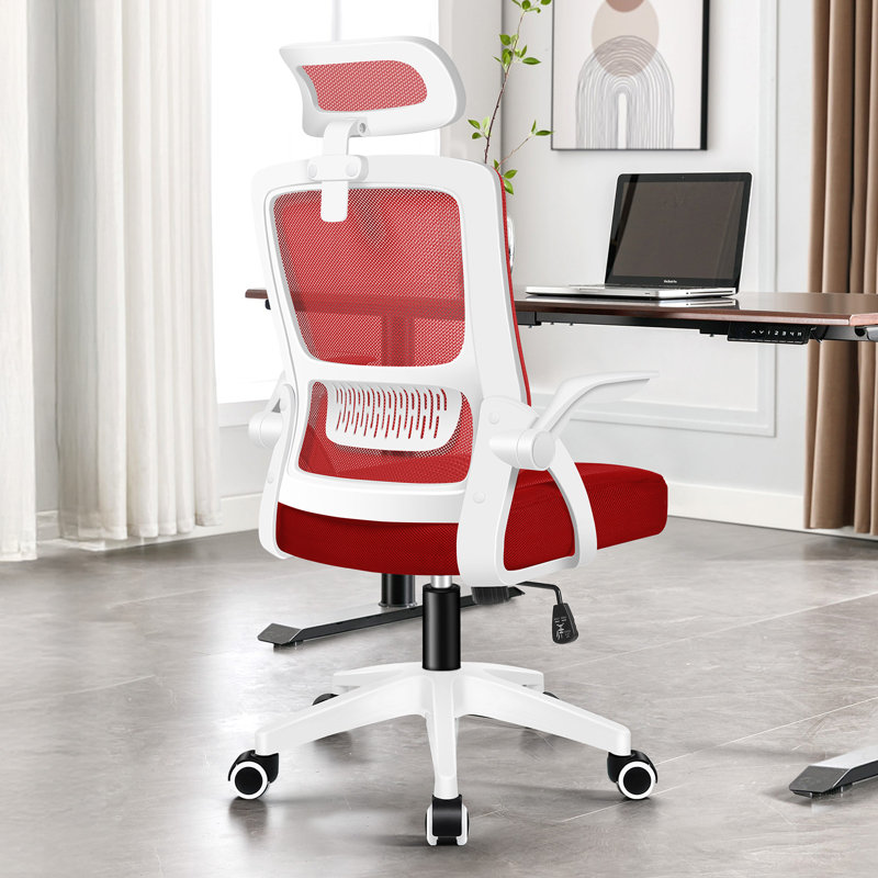 Office Chair with Headrest, Red