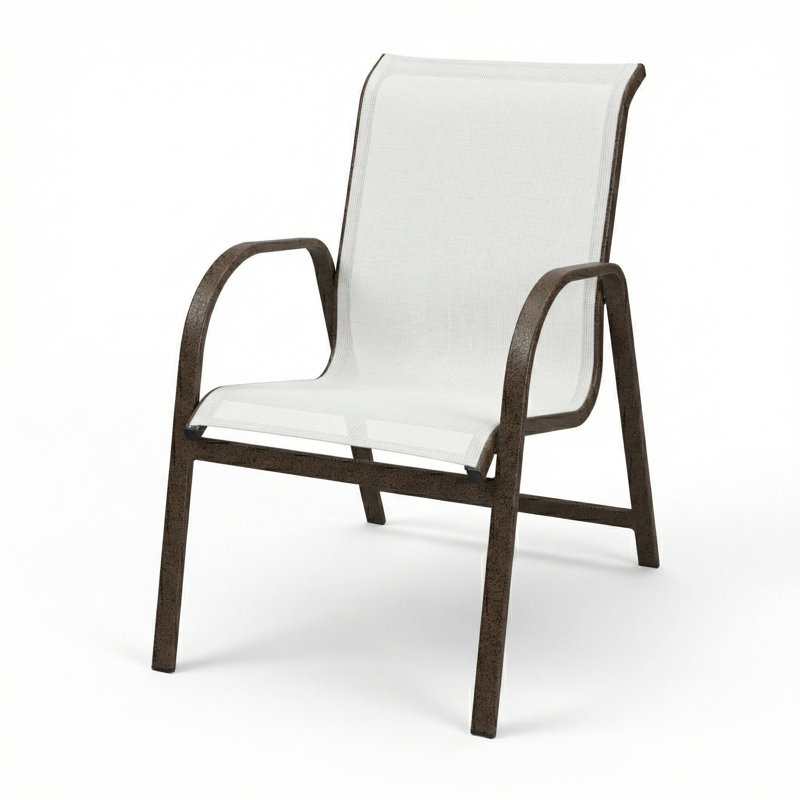 Windward Outdoor Ocean Breeze Arm Chair, White Sling/Bronze Age