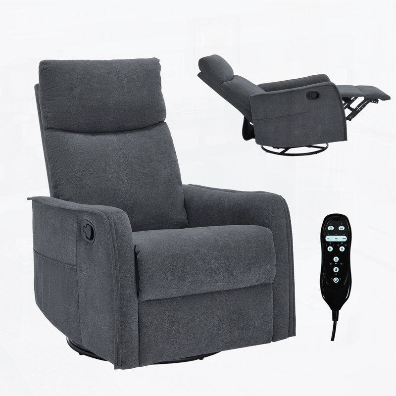 Chenille Swivel Manual Recliners with Heat Massage, Gray