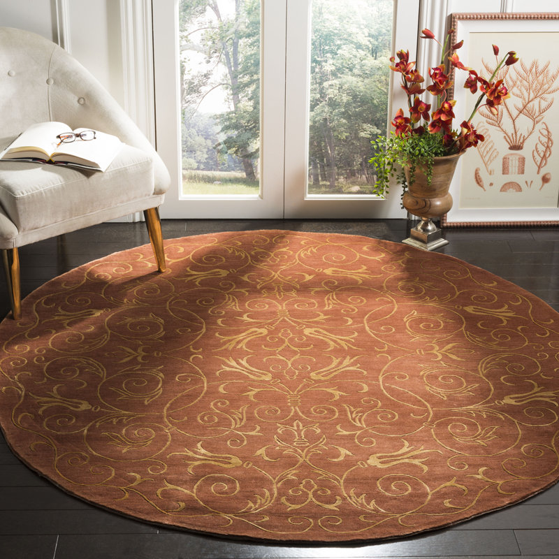 Echevarria Hand-Knotted Wool/Silk Gold Area Rug, Rectangle 3' x 5'