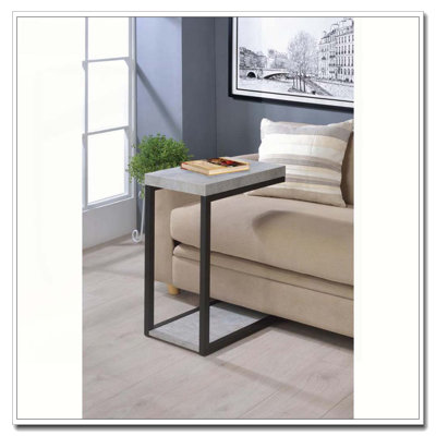 Cement and Black Snack Table