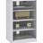 4 Media Cabinet, Tempered Glass Doors, Adjustable Shelves, Cable Management, Distressed White For Digital Audio Video Stand, Modern With Attractive