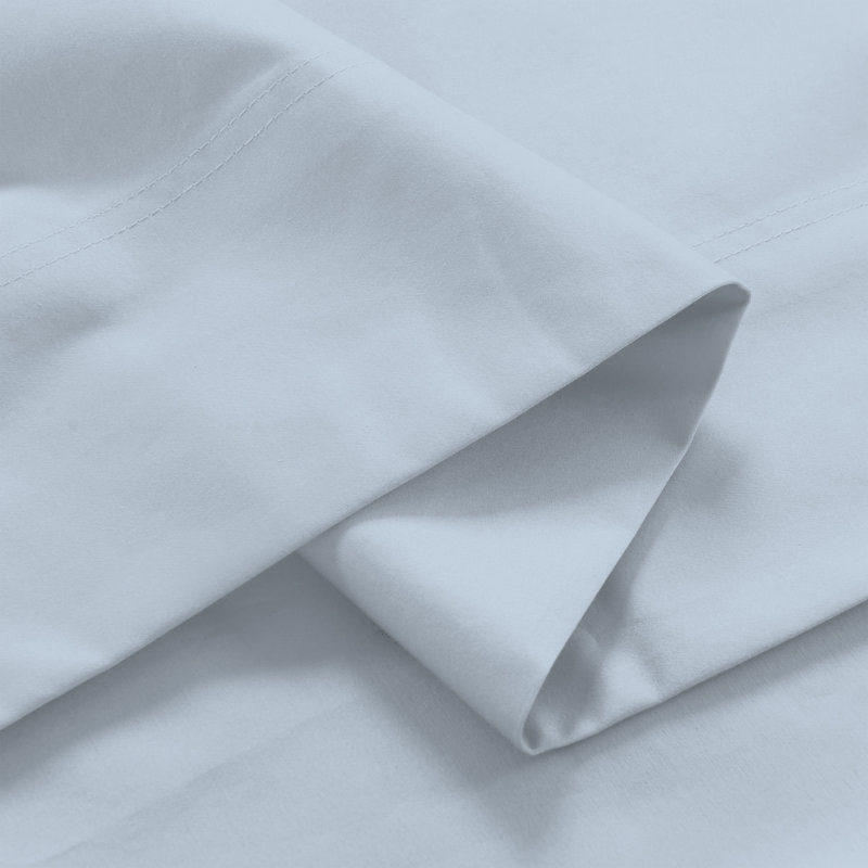 Ensemble de draps légers en mélange de coton brossé infroissable, Ensemble de draps pour très grand lit + un drap-h, Bleu