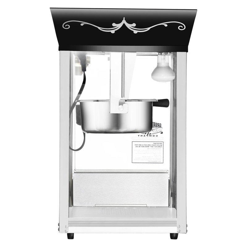 Machine à maïs soufflé Matinee - contenant 8 oz avec bouilloire en acier inoxydable, plateau à grains Reject, lumière chauffante et accessoires par Great Northern Popcorn