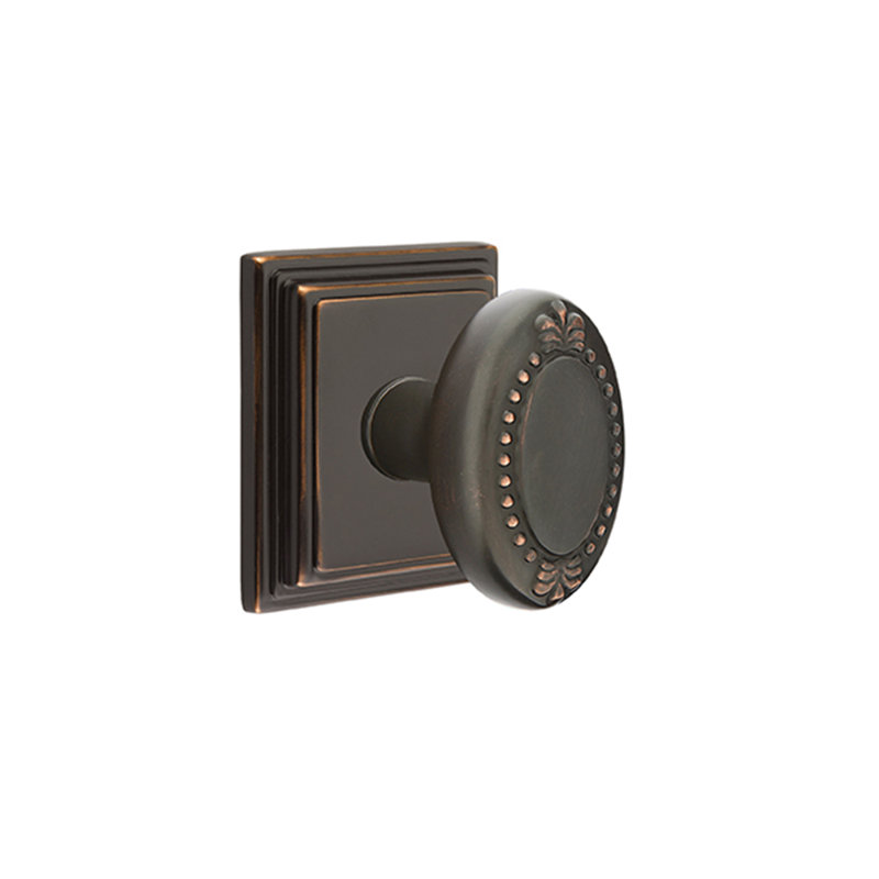 Faux bouton rond simple avec rose Wilshire, Bronze huilé