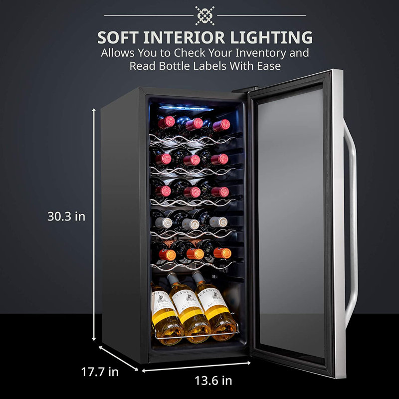 Ivation Single Zone 13.6'' Freestanding 18 Bottle Wine Refrigerator