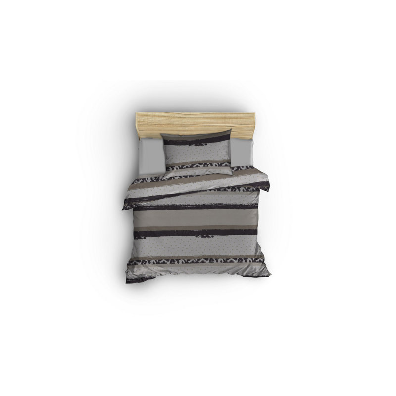 Elegant Single Quilt Cover Set, White/Black/Mint, 53.1 x 78.7 inches | 50% Cotton / 50% Polyester, 127 Thread Count | Button Closure Duvet Cover & Envelope Pillowcase (1), Machine Washable at 86°F