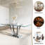 Table de salle à manger en verre avec base en verre et 4 chaises en velours-106913215-106913219