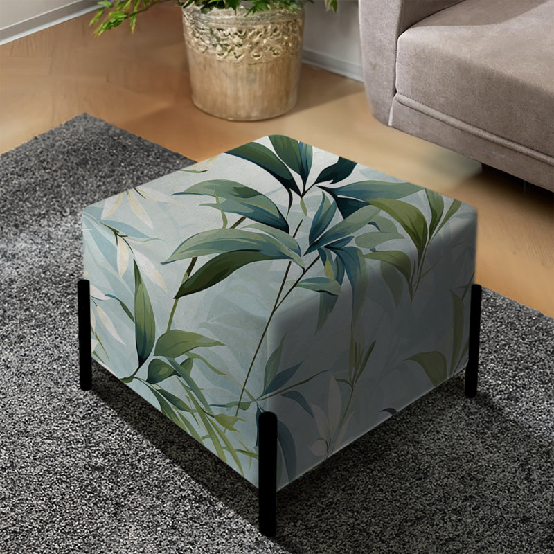 Bamboo Tranquility Tropical Pattern - Tropical Square Ottoman