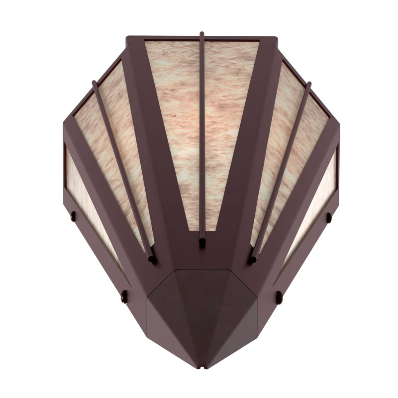 1 - Light Flush Mounted Sconce, Mica, Silver, Mahogany Bronze