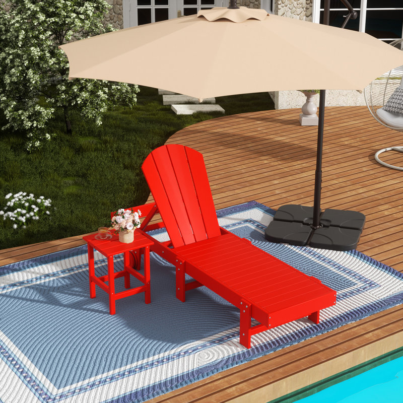 Méridienne inclinable extérieure en poly Lagune, Rouge