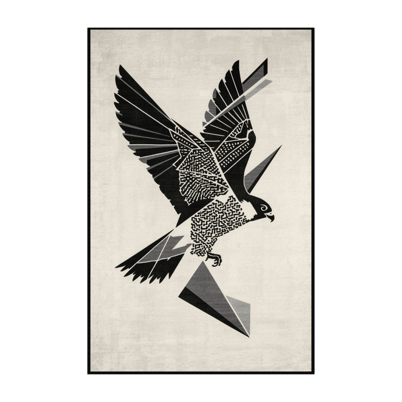 Tapis beige lavable à la machine Ozain Falcon, 7 x 9
