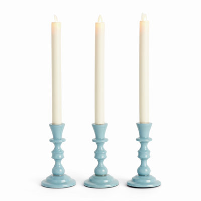 Eclat Enamel-Coated Aluminum Taper Holders in Blue