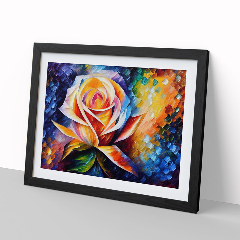 XH1022-7559X Rose Flower Vol.1 Abstract - Single Picture Frame Painting, 46cm H x 64cm W x 2cm D, Black