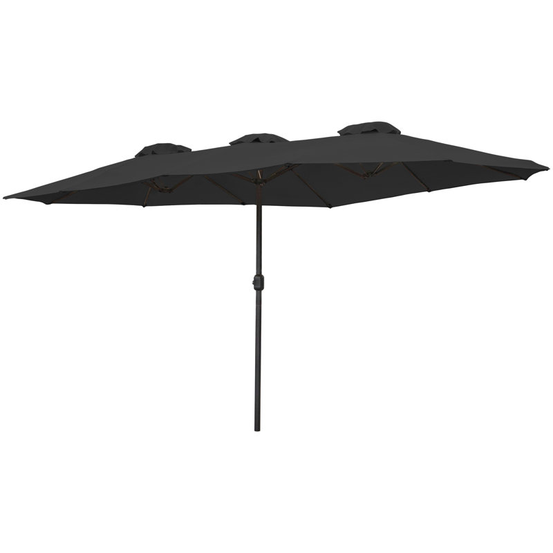 Parasol de marché d'extérieur 15 'avec manivelle, Noir