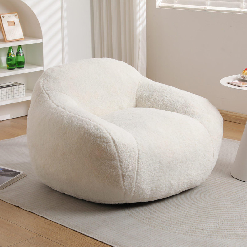 Fauteuil à billes spacieux avec accoudoirs, Ourson blanc cassé