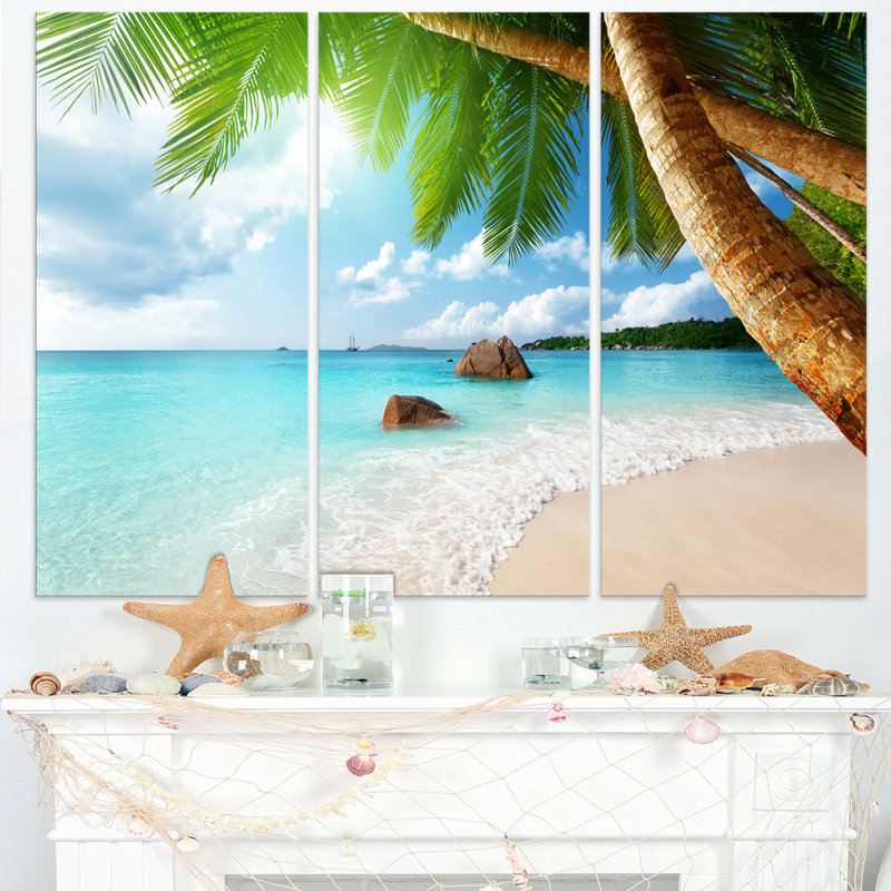 Praslin Island Seychelles Beach Coastal Canvas Print, 36"x28"