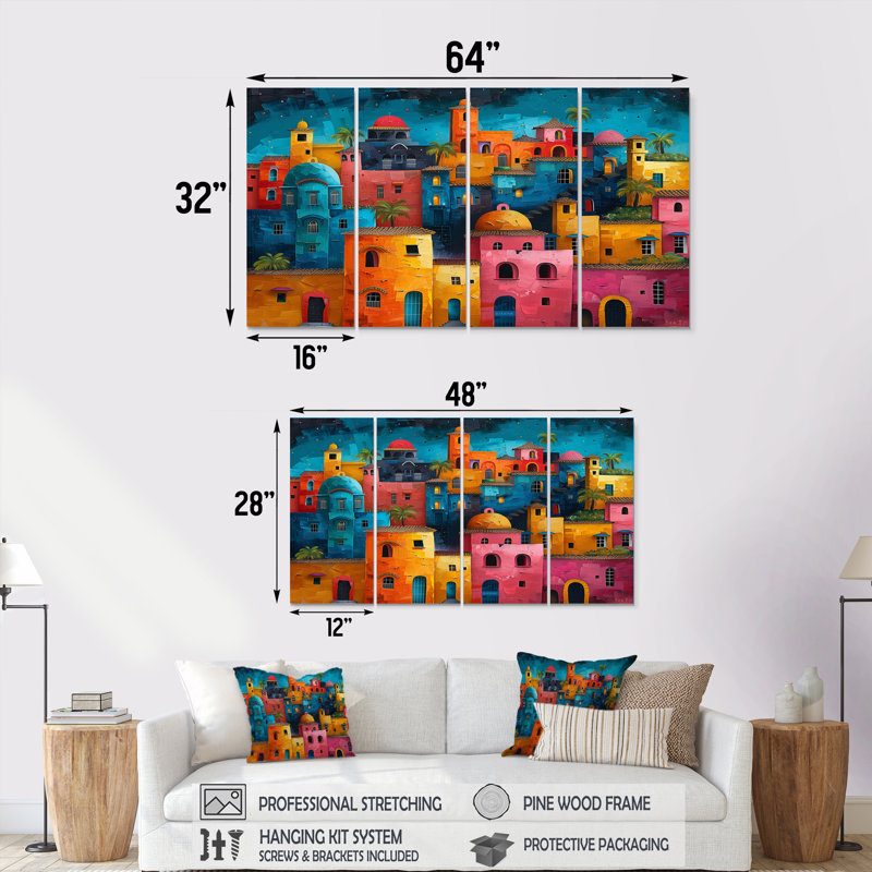 «Leclerc - City Buildings», ensemble d'art mural, H 32 po x l 64 po
