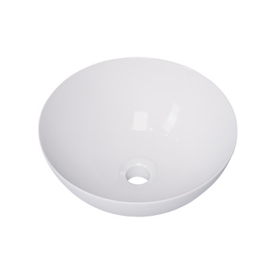 Gerber Cymira 15 In. Round Vessel Bathroom Sink, Above-Counter Glazed White Fireclay Ceramic Vanity Sink, Modern Transitional Basin Sink Bowl
