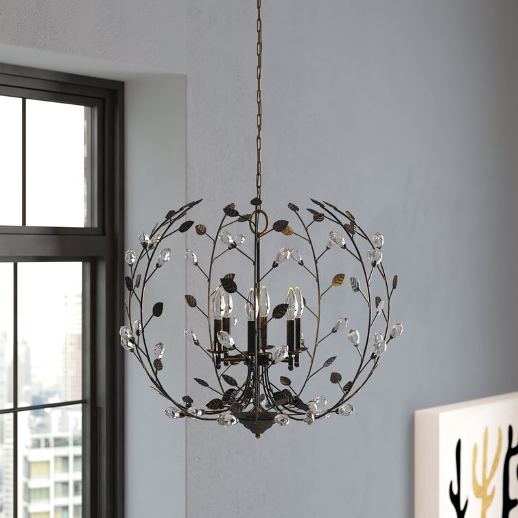 Darcey 6 - Light Unique Classic Chandelier With Wrought Iron&Crystal Accents