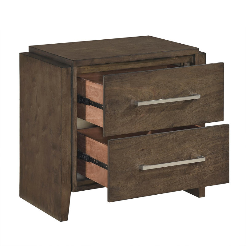 Table de chevet en bois d'hévéa massif 2 pièces