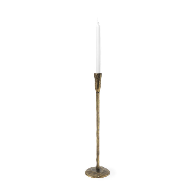 Bougeoir de table en métal Diaz, H 20 po x l 5 po x P 5 po, Doré