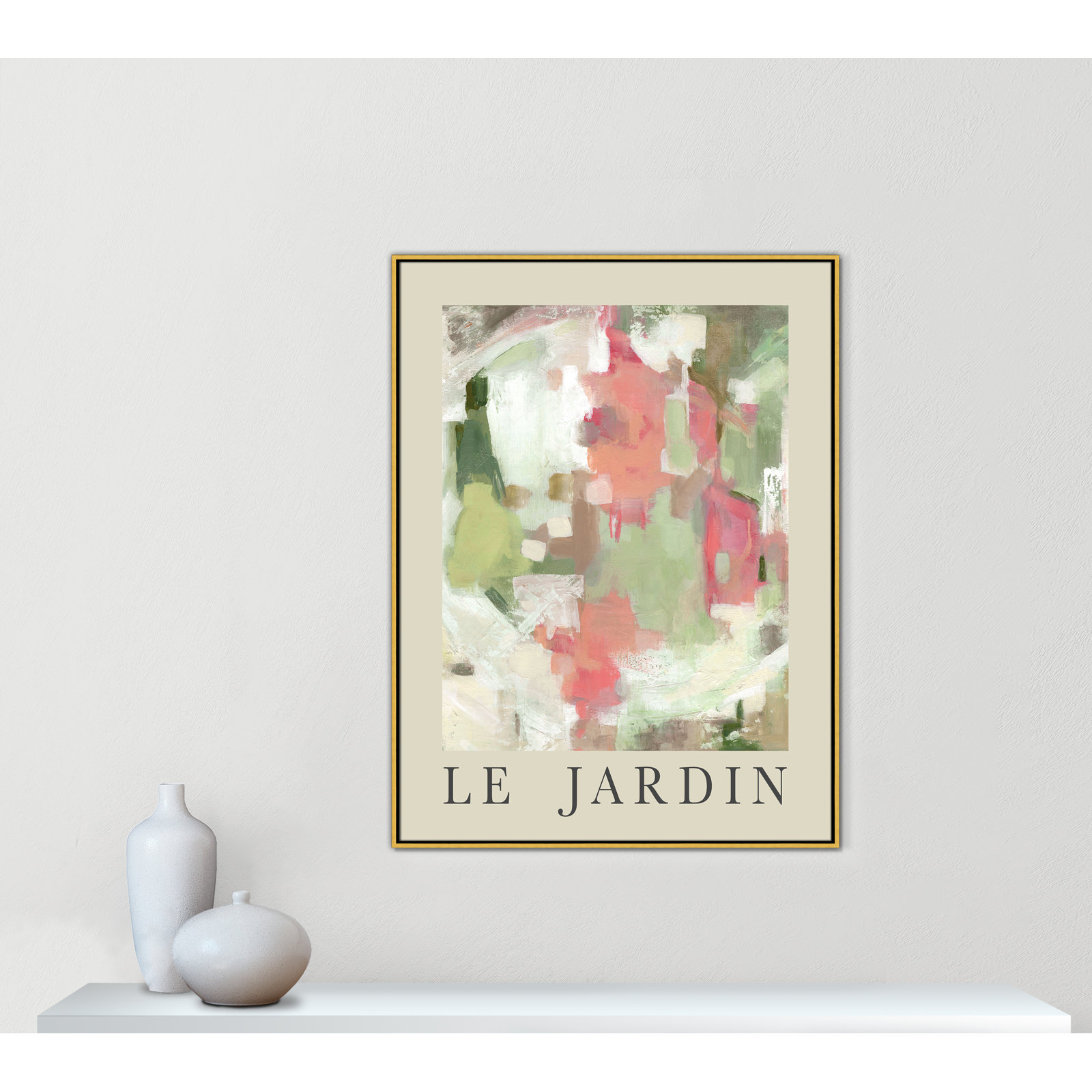 Riya "Le Jardin" Print by Carol Robinson, Gold Floater Frame, No, 49.5" H x 37.5" W x 2" D