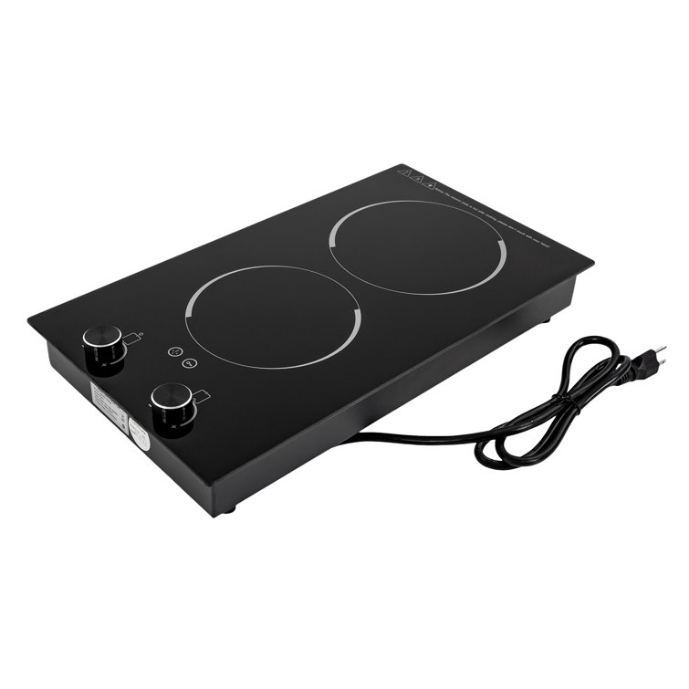 Electric Cooktop 110V,Electric Stove 2 Burners 12 inch,GTKZW 2 Burners  Cooktop 9 Power Levels, Child Lock, Timer, Over-Heat Protection, Built-in  and