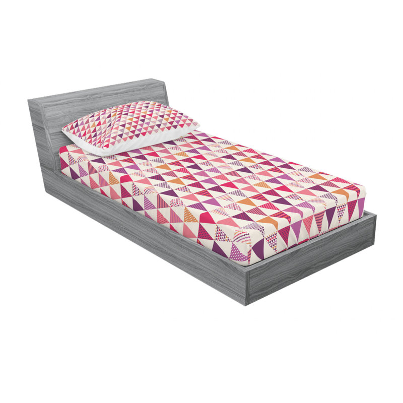 Microfiber Geometric Sheet Set, Twin XL Sheet Set with Fitted Sheet, Geometric