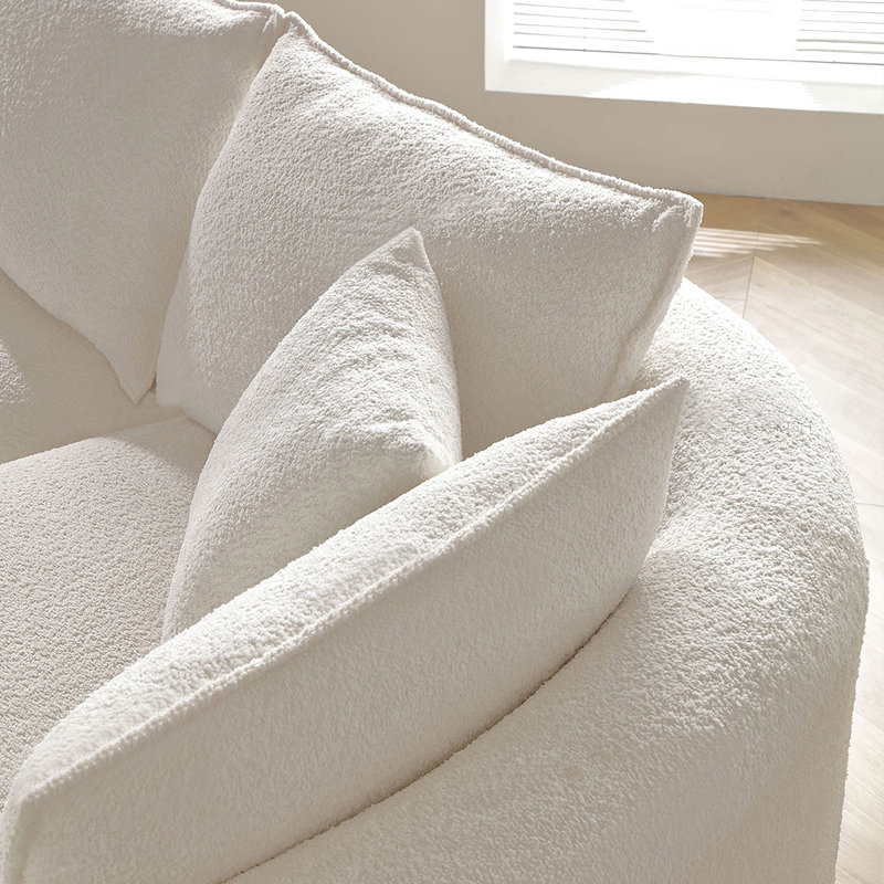 125" Modern Curved Sectional Sofa Couch With Chaise, Upholstery Boucle Sofa Couch With Pillows,Sectional Boucle Fabric Couch For Living Room