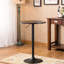 Table à dessin à plateau rond noir réglable, structure en métal, hauteur de 26 à 36 po, bureau moderne, pieds, bureau