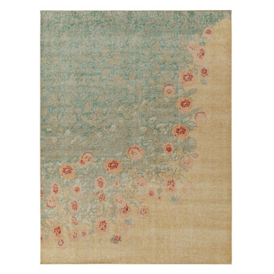 Distressed Homage Wool Floral Area Rug