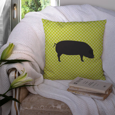 Large Pig Check Outdoor Throw Pillow