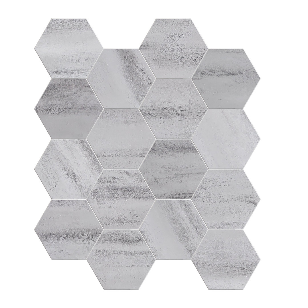 Bex 6" x 6.9" Hexagon Stone Composite Peel & Stick Wall Tile Avant Decor