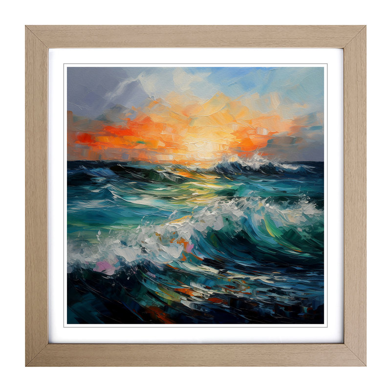 Ocean Palette Knife Painting No.2 - Framed Print, Oak