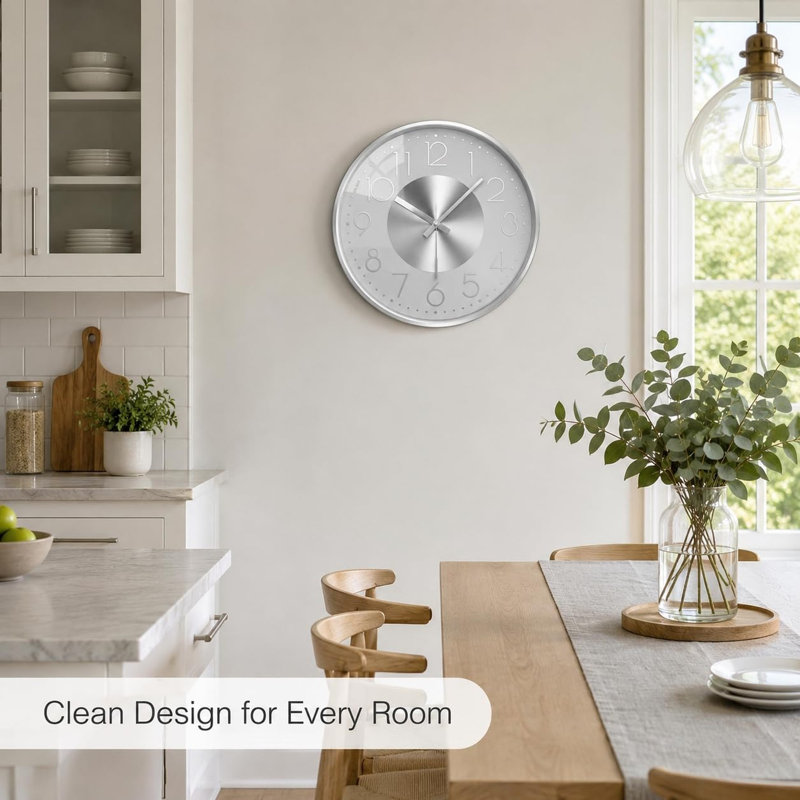Wall Clock, Silver White