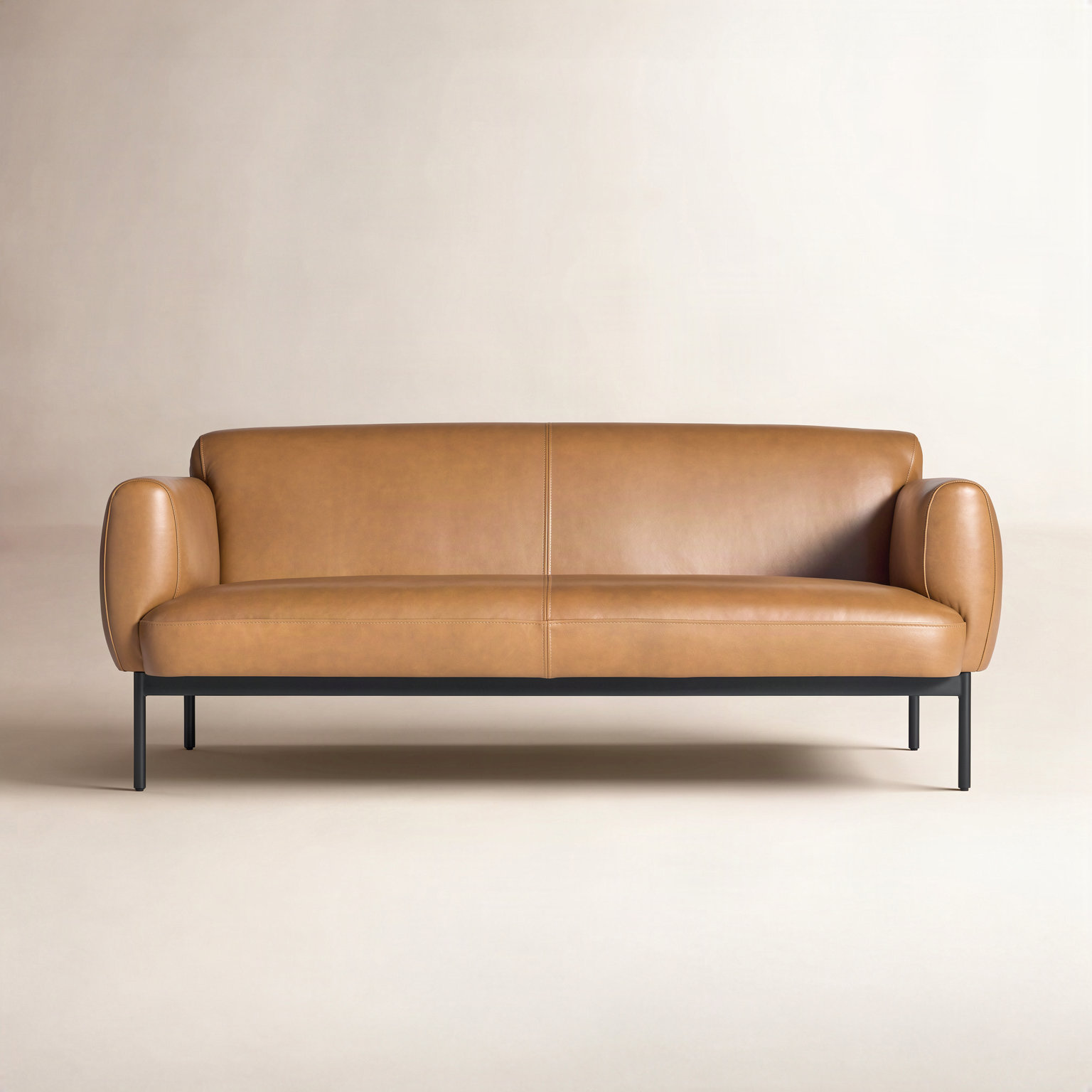 Puff Puff Genuine Leather Sofa, 31" H x 67" W x 35" D