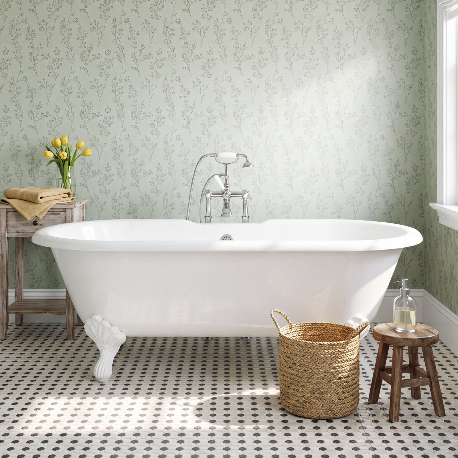 Kristin 68'' Soaking Cast Iron Bathtub, White, White Interior with White Exterior