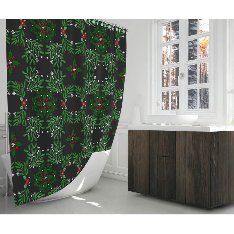 Rideau de douche ultra-mince Winter Mistletoe, Gris anthracite