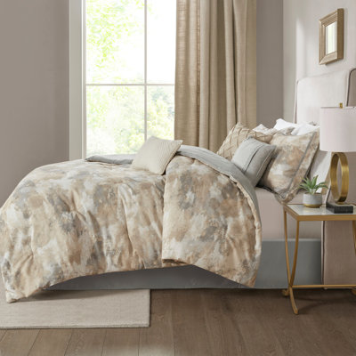 Ensemble d'édredon 7 pièces en mélange de coton texturé