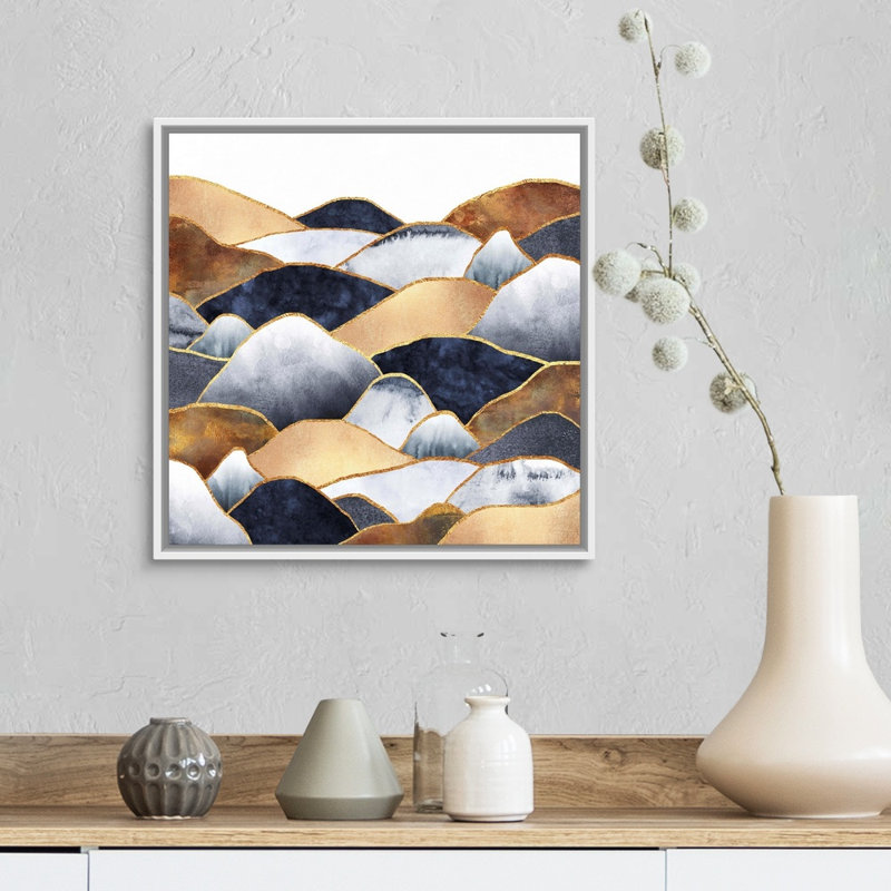 Collines - reproduction d'art sur toile, Cadre flottant blanc, H 17,7 po x l 17,7 po x P 1,75 po