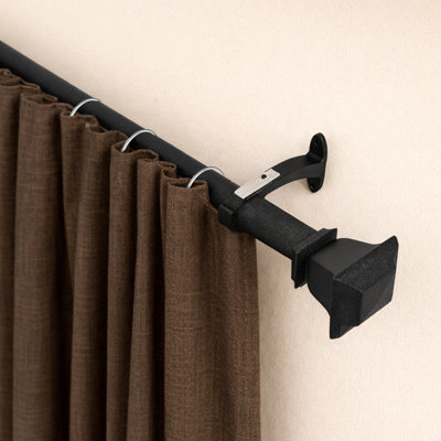  Curtain Rods for Windows 44 – 120 Inch, 1 Inch Heavy Duty Extendable Metal Drapery Rod, Adjustable Curtain Rod with Decorative Quatro Finials for Living Room Bedroom, Dark Stone