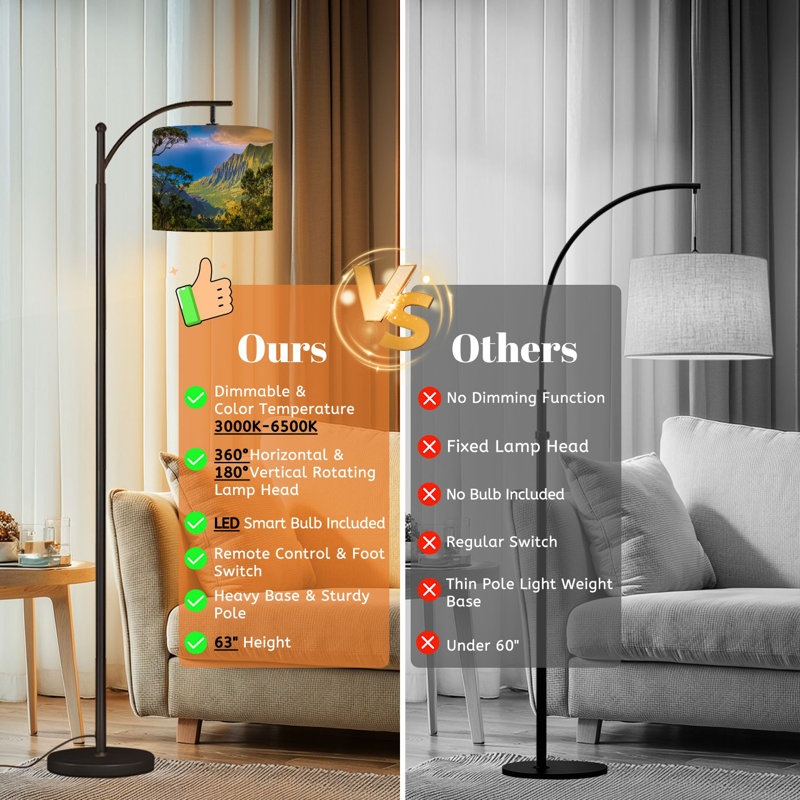 Lampe sur pied Arc avec abat-jour réglable Island Hawaii