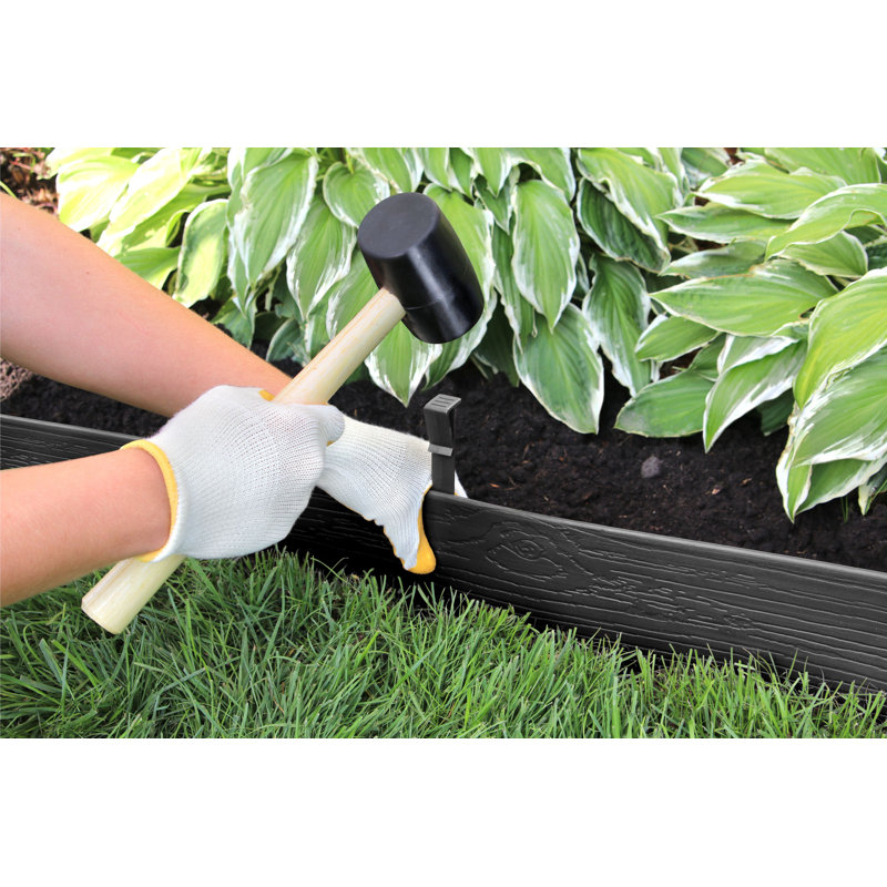 Master Mark 40 ft. Black Plastic Lawn Edging with Stakes