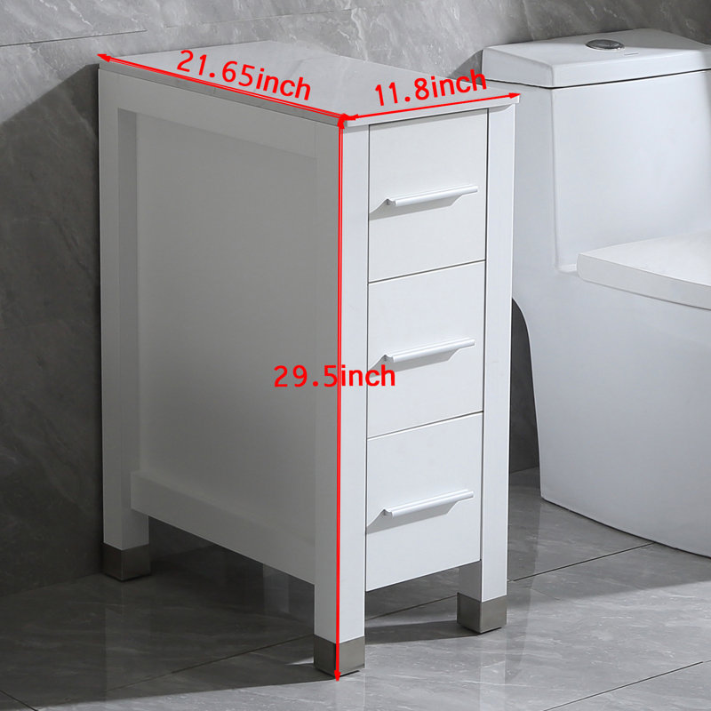 Armoire de rangement 12 po 3 tiroirs, Blanc