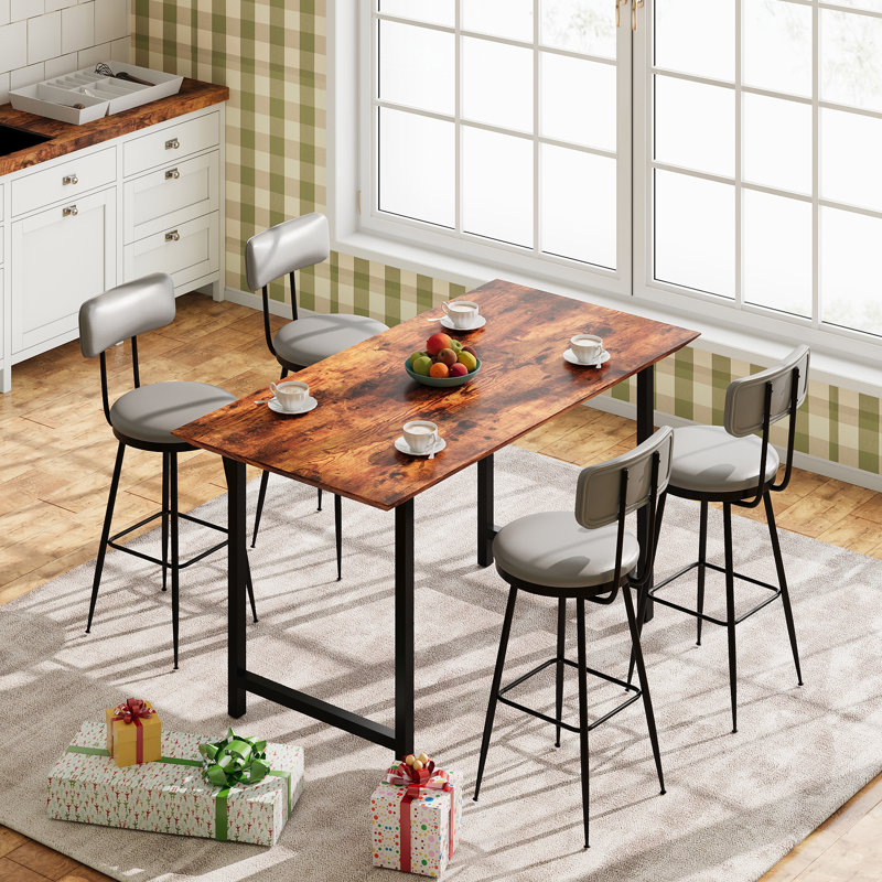 Counter Stool with Metal Frame, Grey, 4