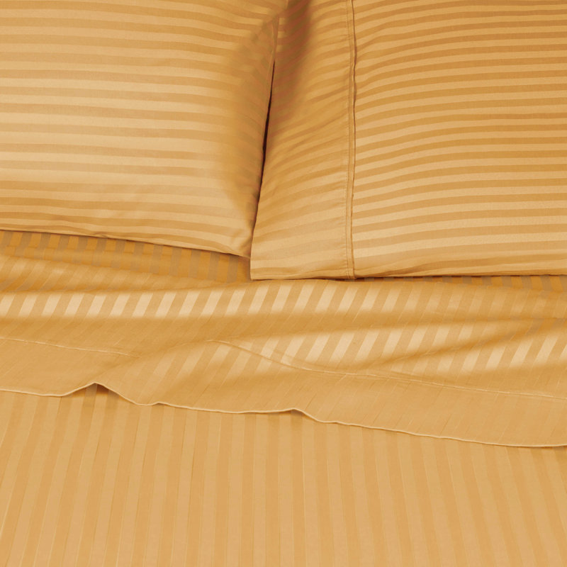 Ensemble de draps en coton 400 fils Gisla , Or, Ensemble de draps pour lit simple avec 1 taie d'or
