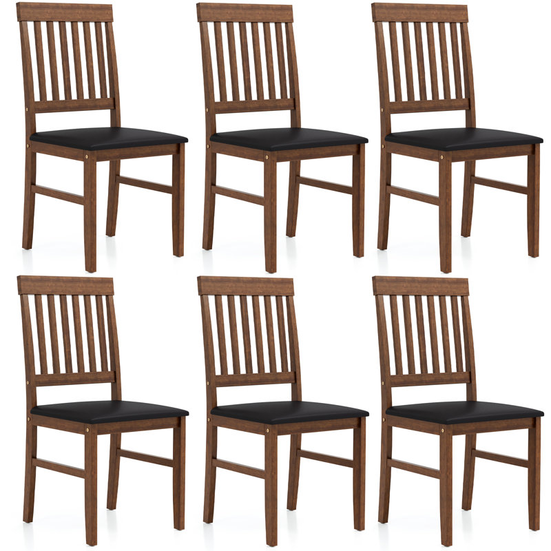 Ensemble de 6 chaises de salle à manger en bois d'hévéa Mont, Noir