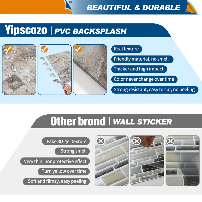 Carreau de dosseret auto-adhésif en PVC l 12 po x L 12 po